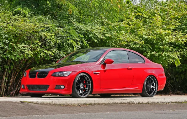 Picture red, tuning, bmw, BMW, coupe, red, e92, black rims
