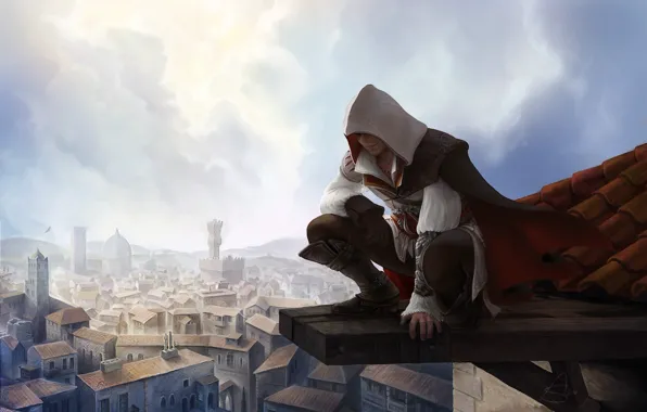 Picture roof, the city, height, Ezio, Assassin's Creed