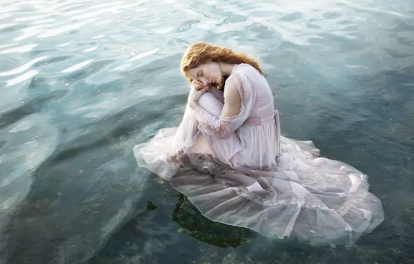 Picture water, girl, mood, the situation, dress