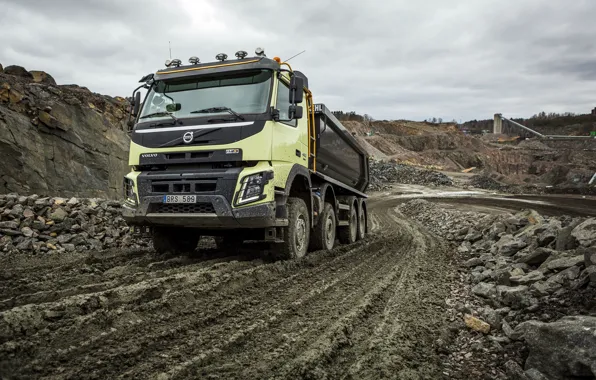 Picture road, stones, dust, Volvo, truck, Volvo, 2013, quarry, FMX, 8x4, machinery, samawal