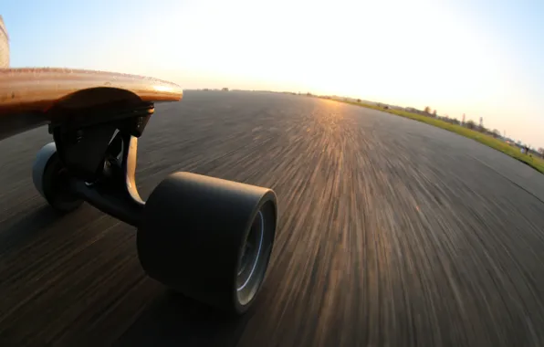 Picture speed, skateboard, extreme perspective