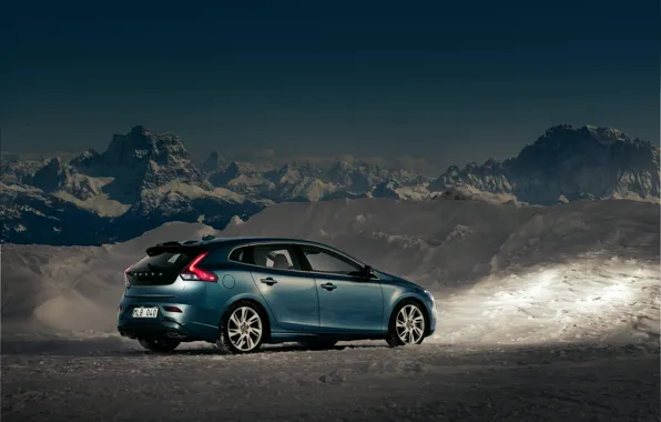 Picture The sky, Mountains, Volvo, Snow, Twilight, Cars, V40