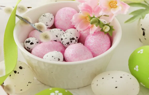 Picture flowers, eggs, spring, Easter, Verba, flowers, spring, Easter, eggs, decoration, Happy, willow