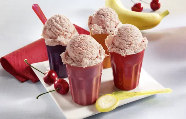 Picture the sweetness, food, ice cream, bananas, fruit, dessert, food, sweet, banana, cherry, fruits, dessert, ice …
