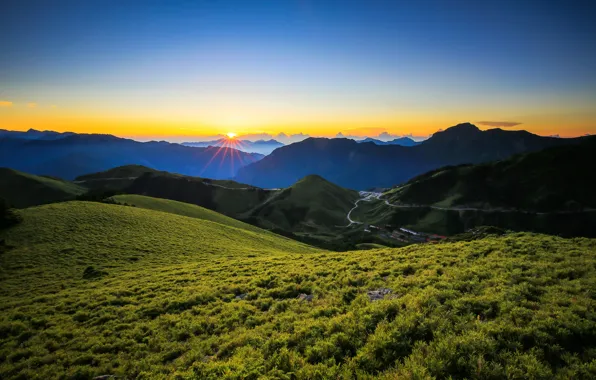 Picture mountains, sunrise, dawn, Taiwan, Taiwan, Zhongyang Range, The Central mountain range, Central Mountain Range