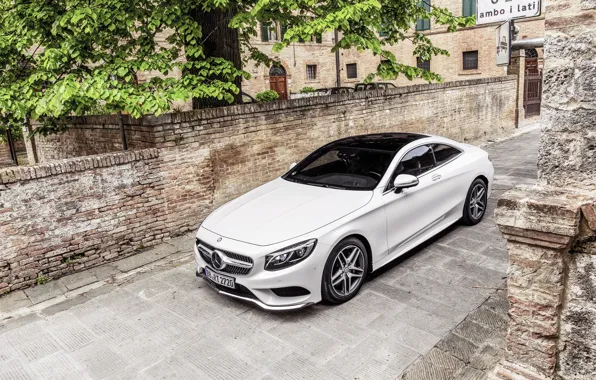 Picture Mercedes-Benz, Auto, White, Machine, Mercedes, The hood, Coupe, S-Class, Class