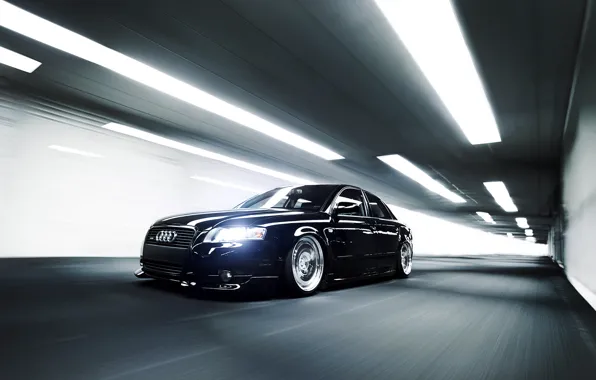 Picture Audi, Audi, speed, black, the tunnel, black, front