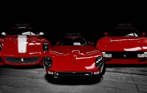 Picture Ferrari, cars, Italy, models, Black and white, Triple