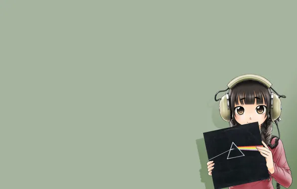 Picture Girl, Headphones, Record, Pink Floyd, Anime, Anime, Dark Side Of The Moon, Dispersion of light, …