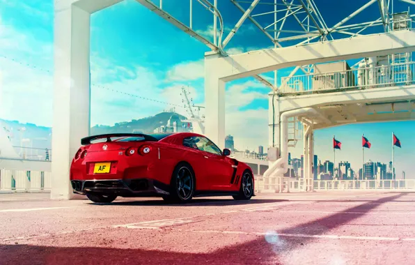 Picture Japan, Nissan, Red, GT-R, Car, Sky, R35, Sport, Rear