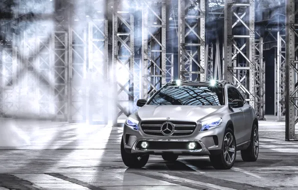 Picture Concept, Auto, Logo, Grey, Silver, The hood, Lights, Mercedes Benz, The front, The room, GLA