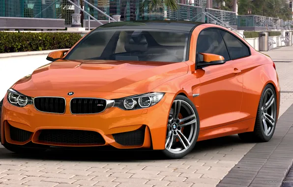Picture BMW, orange, BMW, Orange, Photoshop, Coupe, F82, by dangeruss, 3D Studio MAX, Vray