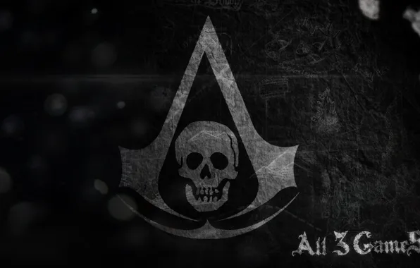 Picture skull, flag, symbol, assassins, Assassin’s Creed IV: Black Flag