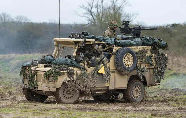Picture soldiers, Land Rover, armored car
