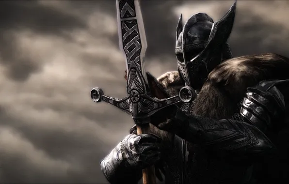 Picture metal, rendering, background, sword, armor, warrior, helmet, knight
