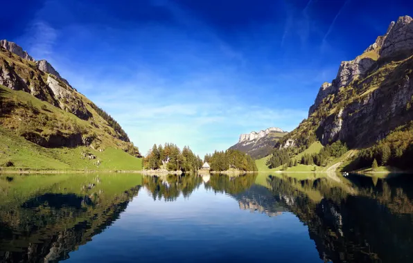Picture landscape, mountains, nature, lake, reflection, Switzerland