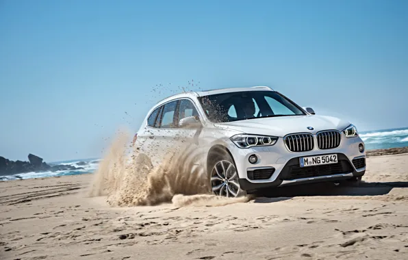 Picture sand, sea, shore, BMW, BMW, xDrive, SUV, 2015, F48, xLine