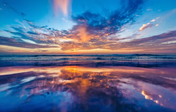 Picture beach, reflection, the ocean, dawn, coast