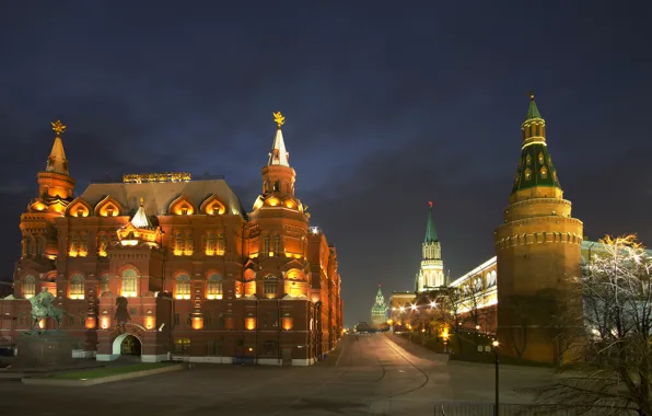 Picture night, city, lights, Moscow, The Kremlin, Russia, Russia, Moscow, Kremlin
