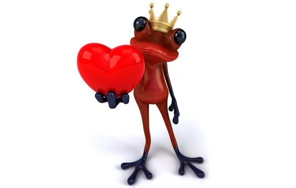 Picture frog, love, heart, frog, funny, prince