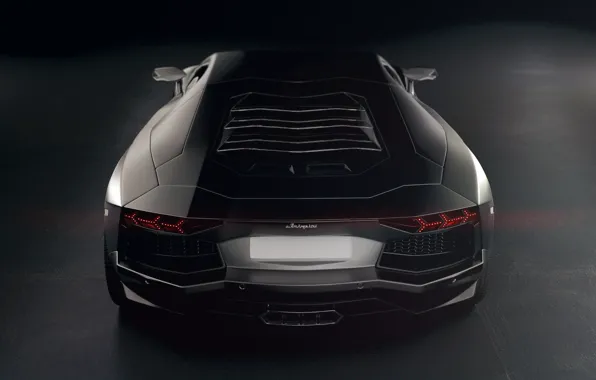 Picture Lamborghini, Light, Power, Black, LP700-4, Aventador, View, Supercar, Rear, Top