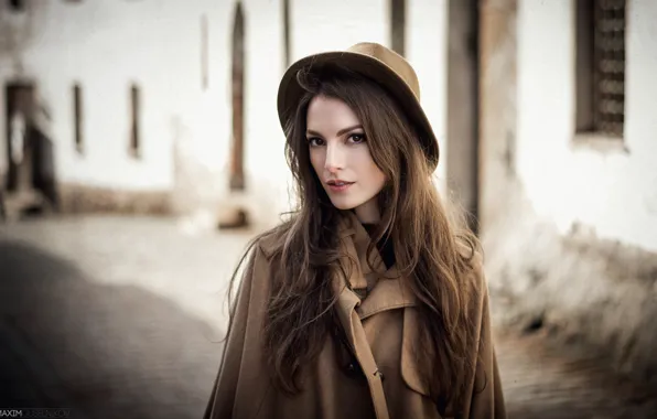 Picture look, girl, light, style, retro, emotions, mood, model, portrait, hat, brown hair, beautiful, brown, fashion, …