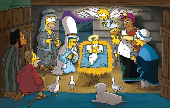 Picture The simpsons, Christmas, Homer, Bart, Lisa, The Simpsons, Marge, Dr. Hilbert, Professor, Principal Skinner, Carl, …