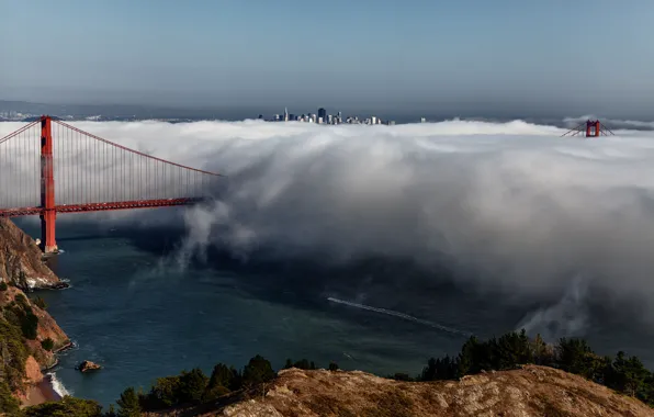 Picture the city, fog, CA, San Francisco, USA, San Francisco, Golden Gate вridge, suspension bridge, the …