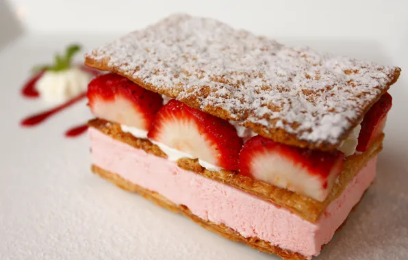 Picture food, beauty, cream, strawberry, pie, white background, cake, yummy, cream, dessert, dumb-dumb, slices, cake, jam, …