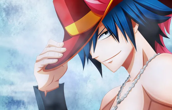 Picture hat, anime, art, pendant, guy, Fairy Tail, Tale of fairy tail, linkzerx9, gray fullbuster