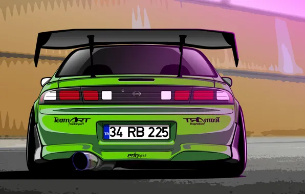 Picture Silvia, Nissan, Green, S14, Drift Spec Vector, by Edcgraphic, 200SX