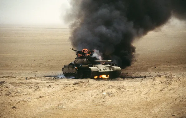 Picture fire, war, tank, Iraq, T-54