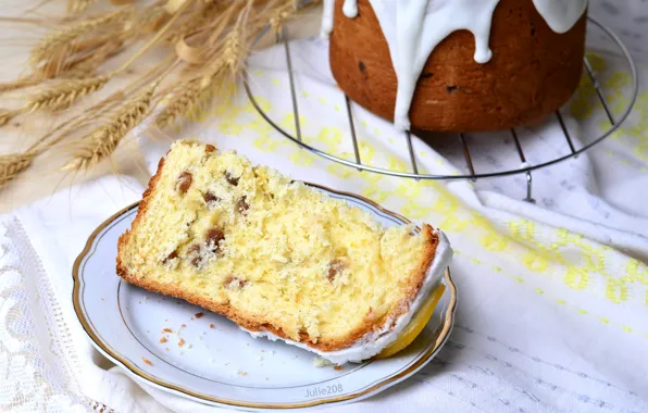 Picture spikelets, Easter, cake, raisins