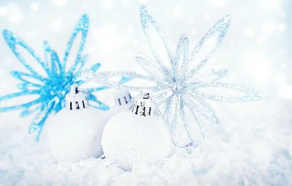 Picture white, balls, decoration, holiday, blue, Shine, new year, silver, Christmas decorations, Wallpaper from lolita777