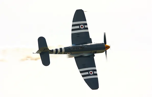 Picture the plane, smoke, fighter, show, Hawker Sea Fury