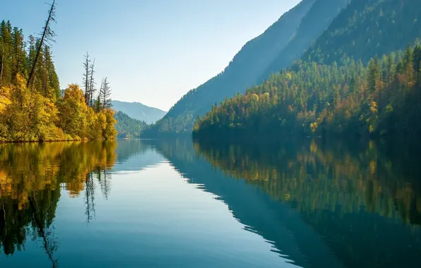 Picture autumn, forest, mountains, lake, reflection, Canada, Canada, British Columbia, British Columbia, lake Eco, Monashee Mountains, …
