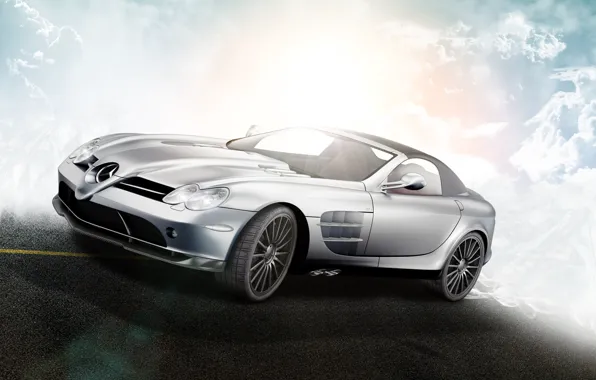 Picture clouds, McLaren, Roadster, Mercedes-Benz, SLR, R199, silvery, by D4D4L, 722 S