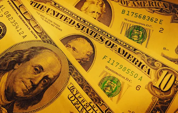 Picture money, dollars, yellow background