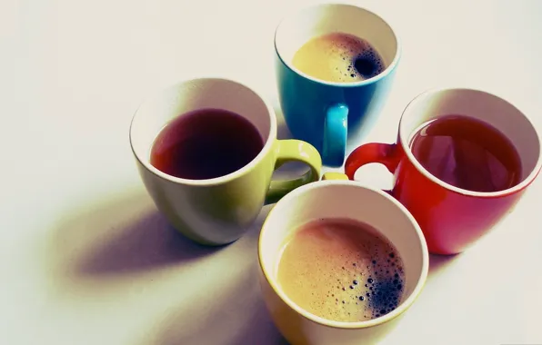 Picture color, photo, background, Wallpaper, tea, bright, coffee, art, Cup, mugs, different