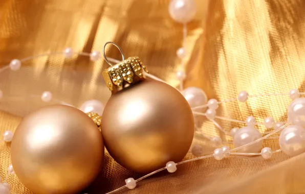 Picture winter, balls, decoration, toys, New Year, Christmas, beads, the scenery, Christmas, gold, holidays, New Year, …
