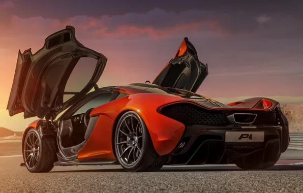 Picture Concept, orange, background, McLaren, door, the concept, supercar, rear view, McLaren