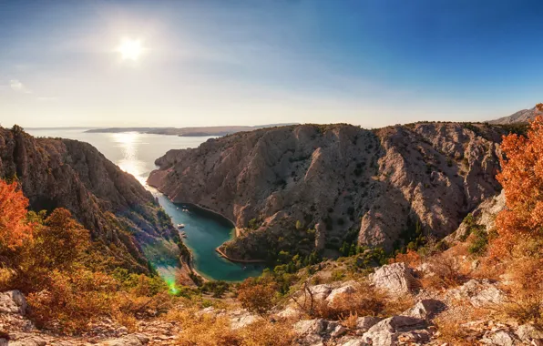 Picture sea, summer, nature, open, rocks, Bay, Croatia, panorama
