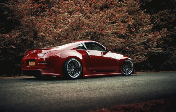 Picture road, red, red, Nissan, Nissan, 350Z, stance, kit