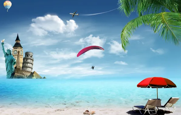 Picture sand, sea, beach, tropics, palm trees, summer, sunshine, beach, sea, ocean, vacation, palms, tropical, travel