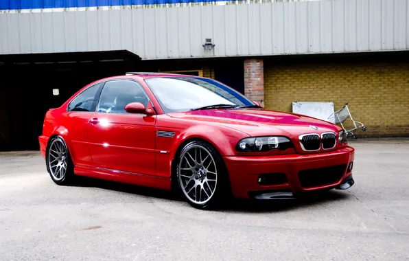 Picture red, the building, bmw, BMW, truck, red, e46, Chipiona wall, sports coupe