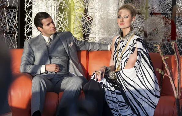 Picture on the couch, sitting, Henry Cavill, Henry Cavill, Elizabeth Debicki, Elizabeth Debicki, Agents A. N. …