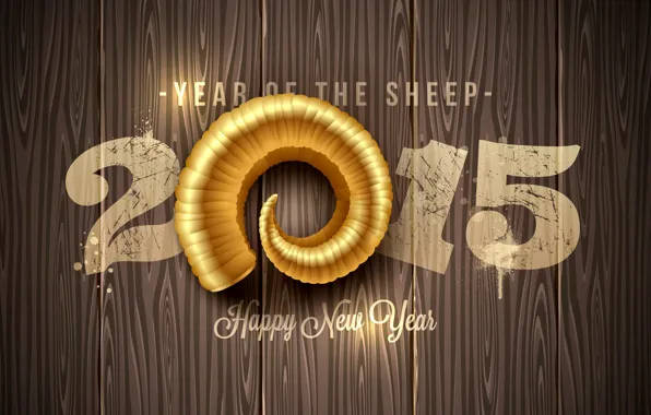 Picture New Year, golden, New Year, sheep, Happy, 2015, the year of the sheep