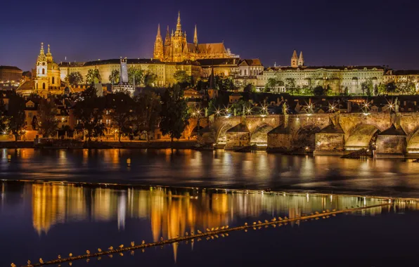 Picture Prague, Czech Republic, night city, Prague, Charles bridge, Czech Republic, Charles Bridge, the Vltava river, …