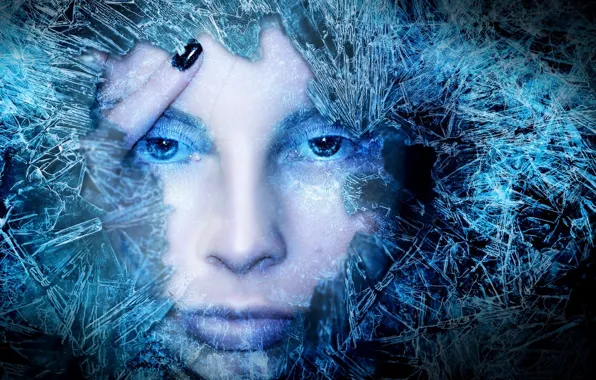 Picture blue, face, Ice