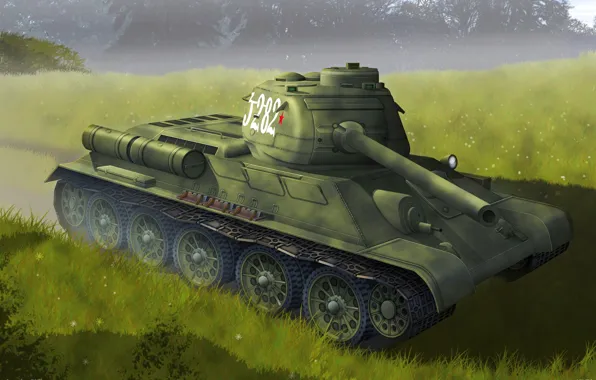 Picture technique, tank, the arms of the USSR, T-34-85